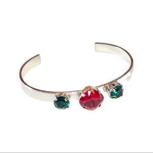 Holiday Season Swarovski Three Setting Cuff Bracelet